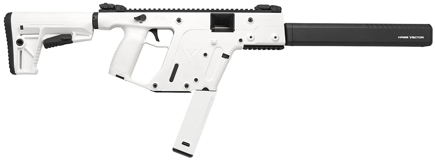 Kriss USA KV45CAP20 Vector CRB Gen2 45 ACP 30+1 16" Black Nitride Threaded Barrel, Alpine Cerakote Picatinny Rail Aluminum Receiver, Alpine White Synthetic 6 Position Stock Alpine Polymer Grip