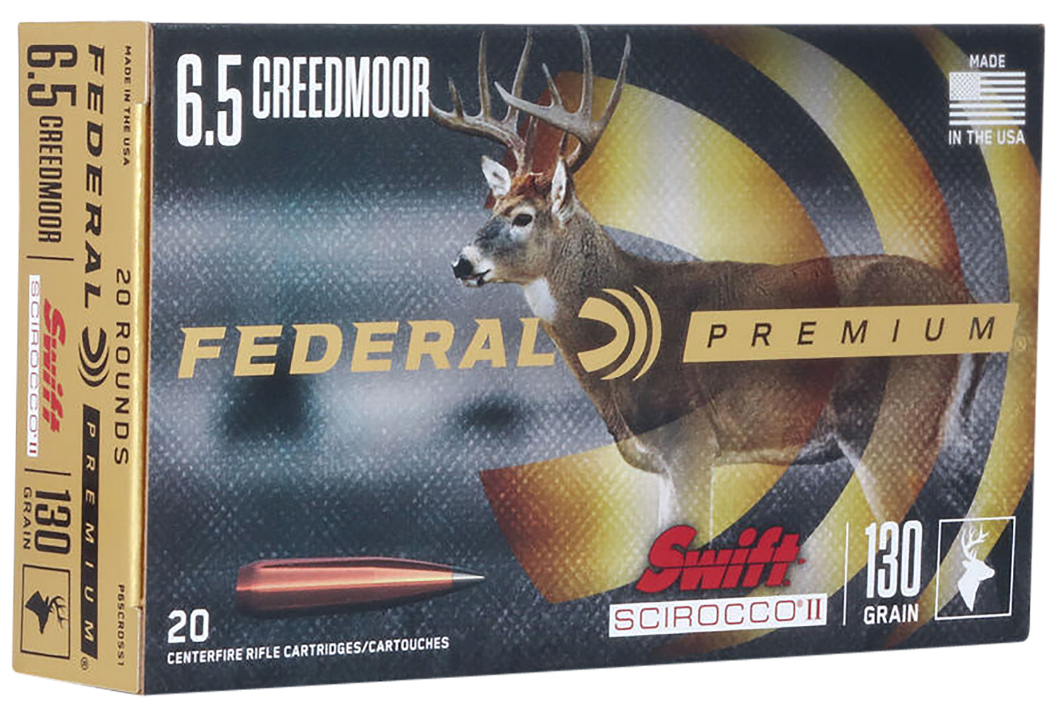 Federal P65CRDSS1 Premium 6.5Creedmoor 130gr Swift Scirocco II 20 Per Box/10 Case