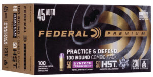 Federal P45HST2TM100 Premium Practice & Defend 45ACP 230gr HST JHP/Syntech TSJ 100 Per Box/5 Case