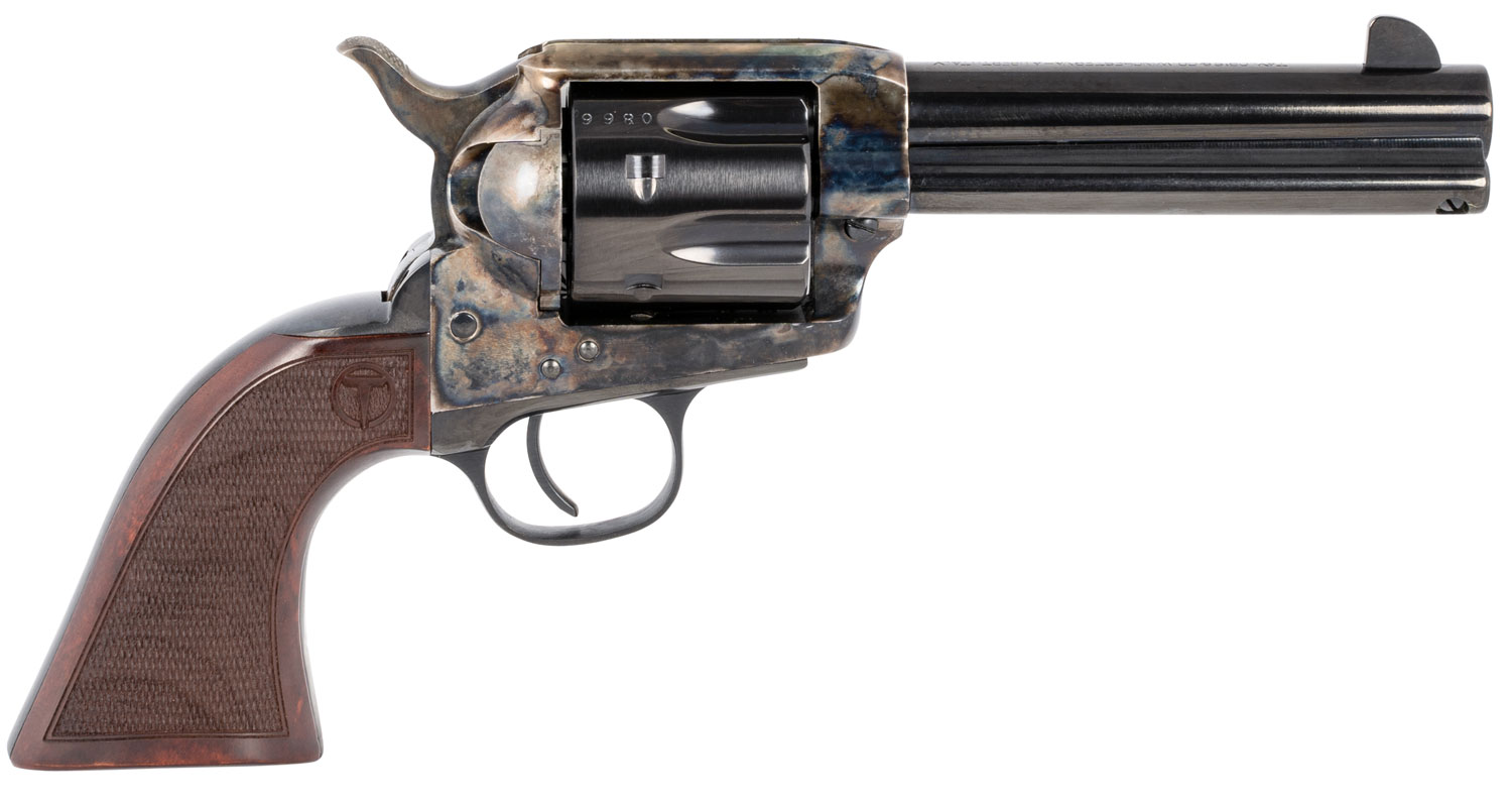 Taylors & Company 550812 Smoke Wagon 45 Colt (LC) Caliber with 4.75" Blued Finish Barrel, 6rd Capacity Blued Finish Cylinder, Color Case Hardened Finish Steel Frame & Checkered Walnut Grip
