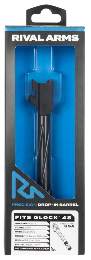 Rival Arms RA20G802A Precision V1 Match Grade 9mm Luger Compatible w/Glock 48, 4.17" Threaded Black PVD Stainless Steel