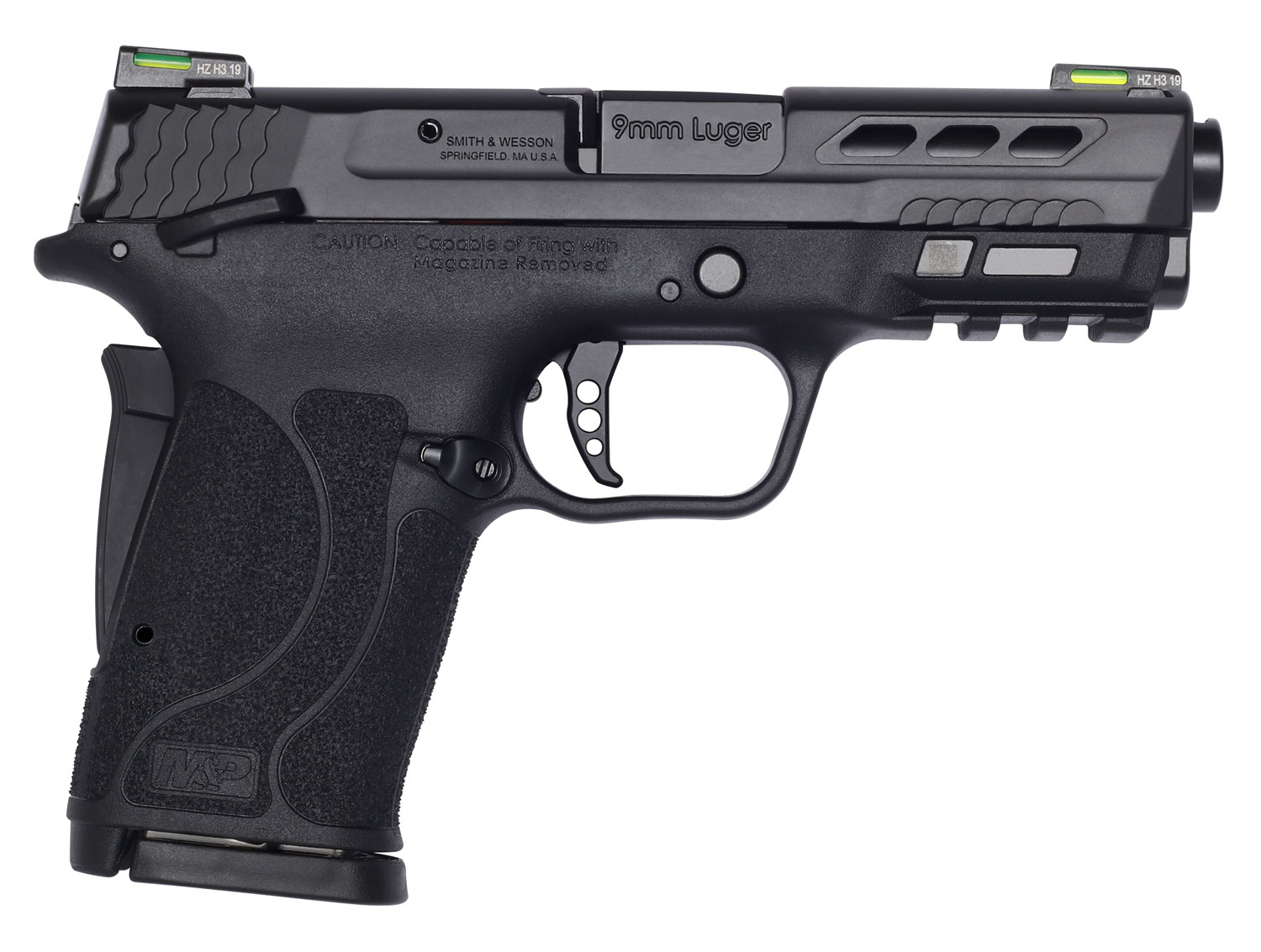Smith & Wesson 13223 Performance Center M&P Shield EZ M2.0 9mm Luger 3.83" 8+1 Matte Black Black Armornite Stainless Steel Ported Slide Black Polymer Grip
