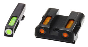 HiViz GLN425 LiteWave H3 Sight Set for Glock Green Tritium White Outline Front Sight-Orange Fiber Optic Rear Sight