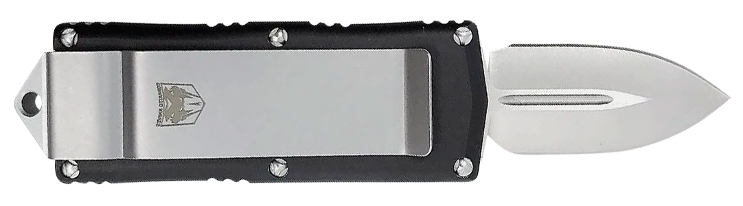 CobraTec Knives BLKOTFMC Money Clip 1.75" OTF Plain D2 Steel Blade/Black Aluminum Handle Includes Pocket Clip
