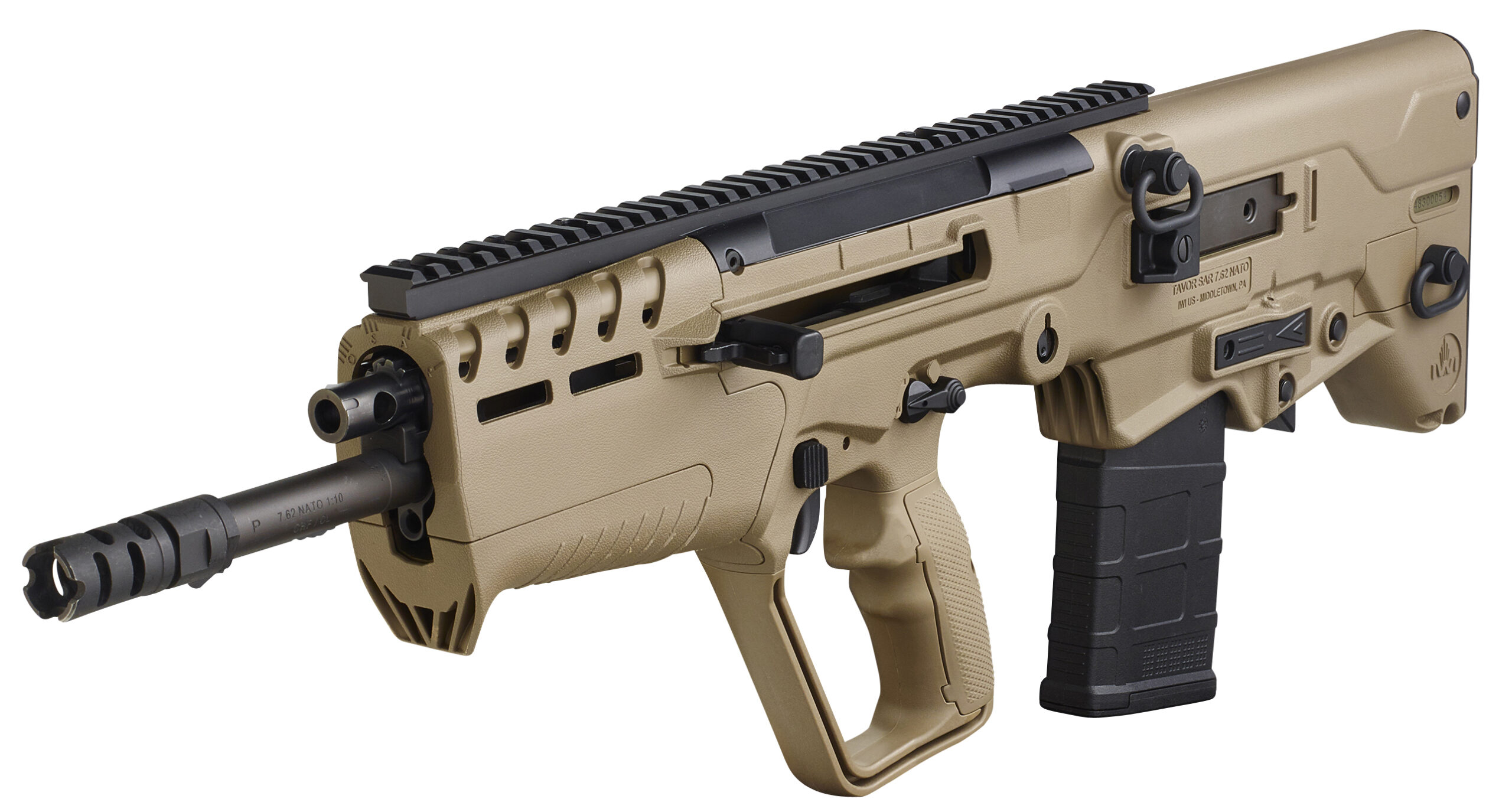 IWI US T7F20 Tavor 7 7.62x51mm NATO Caliber with 20" Barrel, 20+1 Capacity, Flat Dark Earth Metal Finish, Flat Dark Earth Fixed Bullpup Stock & Polymer Grip Ambidextrous Hand