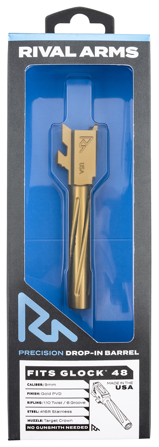 Rival Arms RARA20G801E Precision V1 Match Grade 9mm Luger 4.17" Gold PVD Stainless Steel, Fits Glock 48