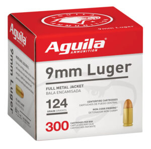 Aguila 1E092108 9mm Luger 124gr Full Metal Jacket 300 Per Box/4 Case