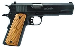 TriStar 85604 American Classic Government 1911 9mm Luger 10+1 5" Stainless Steel Barrel, Blued Serrated Steel Slide, Blued Steel Frame w/Beavertail, Wood Grip