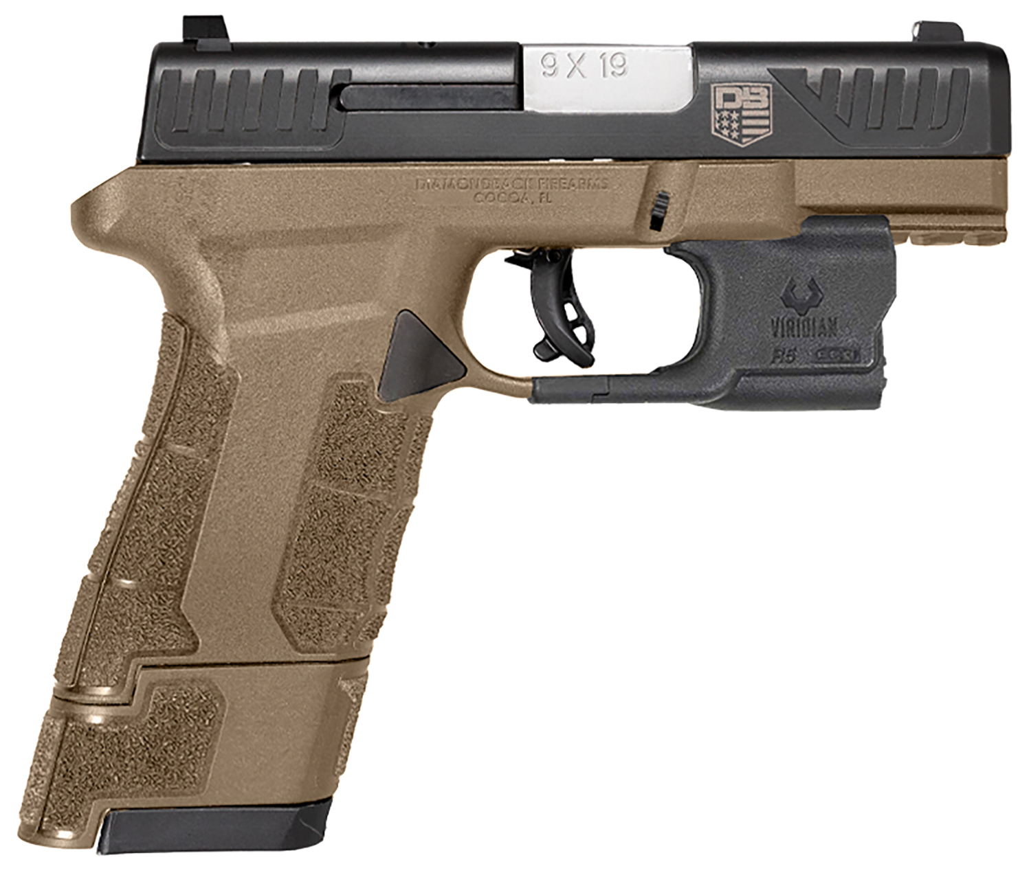 Diamondback DB0301P061 DBAM29 Sub-Compact 9mm Luger 3.50" 17+1 Flat Dark Earth Black Nitride Stainless Steel Slide Black Polymer Grip with Viridian Laser & Holster