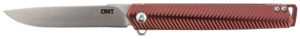 CRKT K820BXP Stylus  3.18" Folding Drop Point Plain Satin 12C27 Sandvik Blade/Maroon Aluminum Handle Includes Pocket Clip