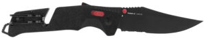 S.O.G SOG11120241 Trident AT 3.70" Folding Clip Point Part Serrated Black TiNi Cryo D2 Steel Blade/Black w/Red Accents GRN Handle Features Line Cutter/Glass Breaker