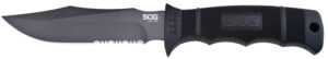 S.O.G SOGM37K Seal Pup  4.75" Fixed Clip Point Part Serrated Powder Coated AUS-8A SS Blade Black w/Raised Diamond Pattern GRN Handle Includes Sheath