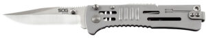 S.O.G SOG-SJ31-CP SlimJim  3.18" Folding Clip Point Plain Satin AUS-8A SS Blade Bead Blasted 420 Stainless Steel Handle Includes Belt Clip
