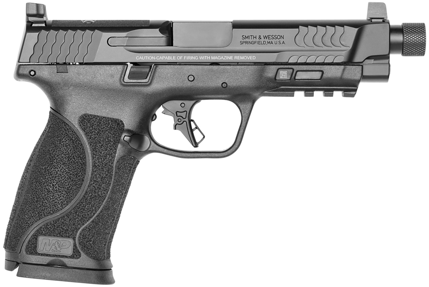 Smith & Wesson 13586 M&P M2.0 Full Size 45 ACP 10+1, 5.12" Black Armornite Steel Threaded Barrel & Optic Ready/Serrated Slide, Matte Black Polymer Frame w/Picatinny Rail
