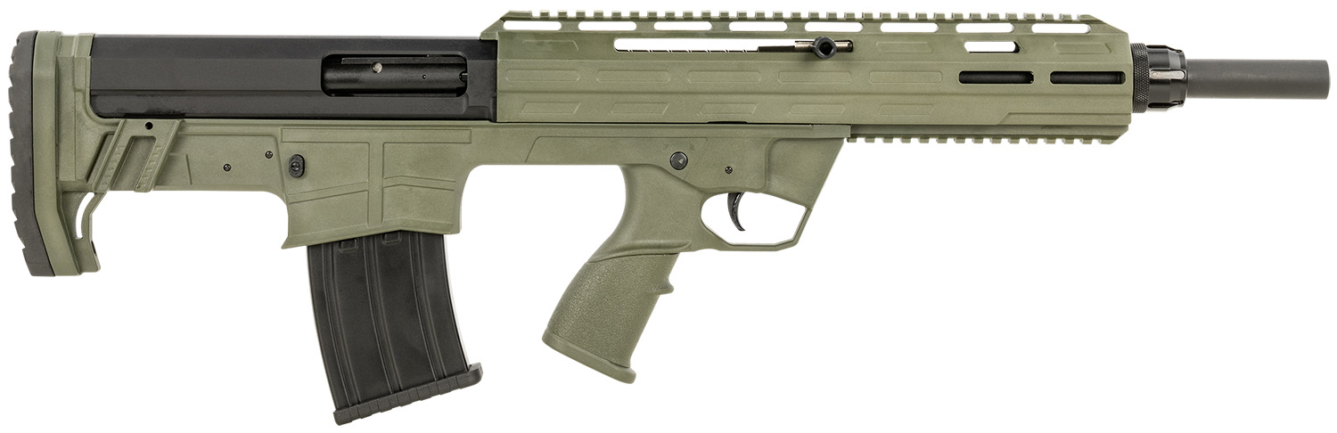 Tokarev USA 21000129 TBP 12 Gauge 3" 5+1 18.50", OD Green, Cheek Riser Compatible Bull-Pup Stock, Flip-Up Sights, 3 Chokes