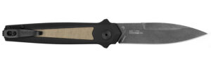 Kershaw  Launch 15 Full Size 3.50" Folding Spear Point Plain Black Oxide Blackwash CPM MagnaCut Steel Blade/Black Anodized w/Tan Canvas Aluminum w/Micarta Inserts Handle Includes Pocket Clip