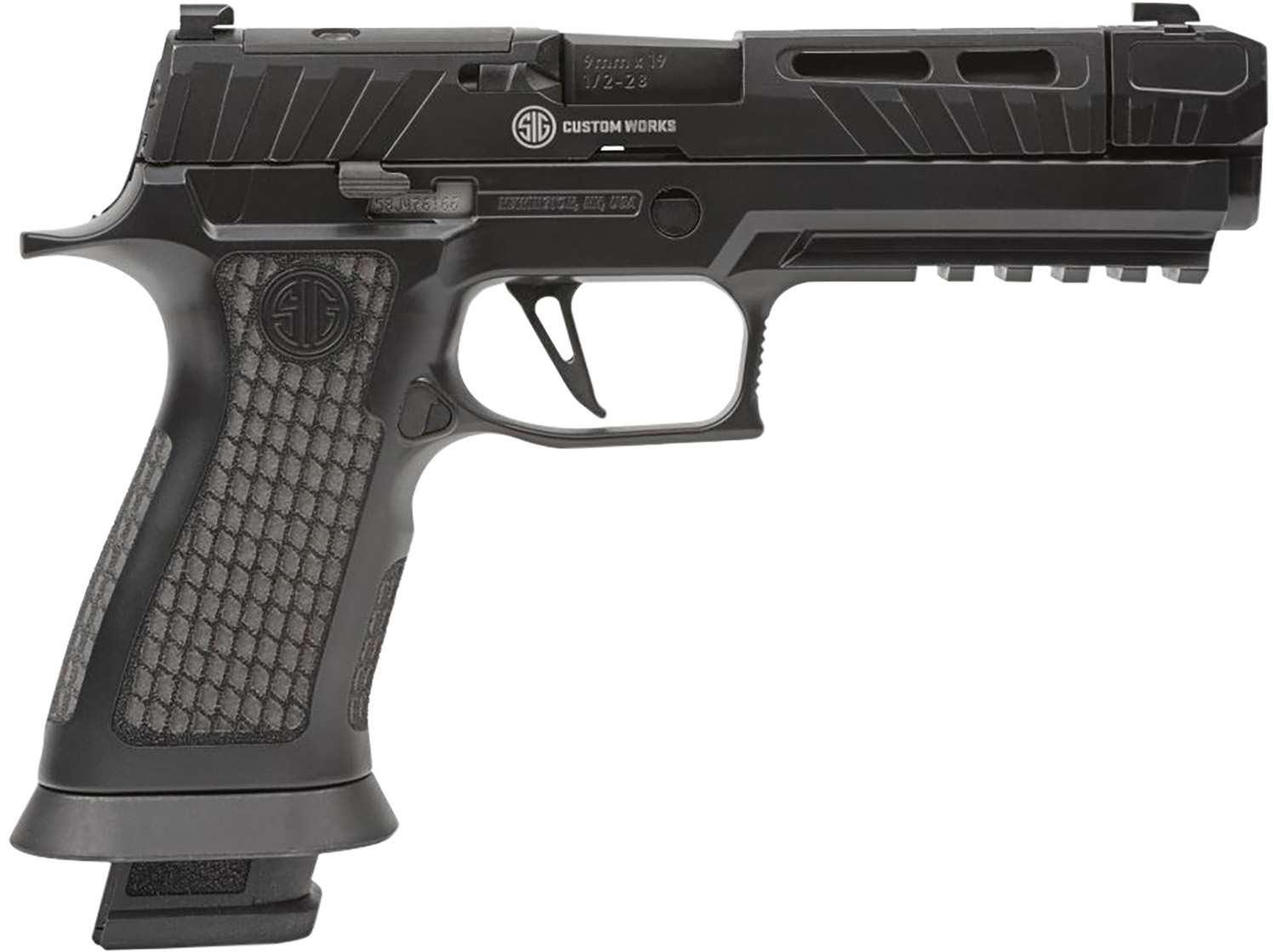 Sig Sauer P320V004 P320 9mm Luger 21+1 4.60" Black Steel Threaded Barrel, Black Cerakote Optic Cut/Serrated Slide, Black Laser Engraved XSeries Grips
