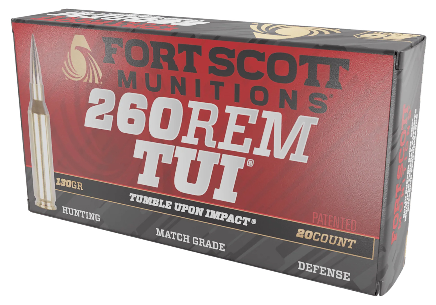 Fort Scott Munitions 260130SCV2 Tumble Upon Impact (TUI) 260Rem 130gr Solid Copper Spun 20 Per Box/25 Case