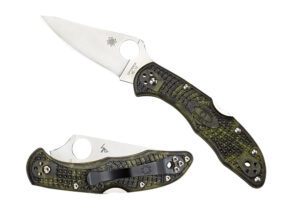 Spyderco C11ZFPGR Delica 4 Lightweight 2.90" Folding Plain Satin VG-10 SS Blade/Zome Green Bi-Directional Texturing FRN Handle Includes Pocket Clip