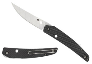 Spyderco C242CFP Ikuchi  3.26" Folding Plain CPM S30V SS Blade/Black Textured Carbon Fiber/G10 Handle Includes Pocket Clip