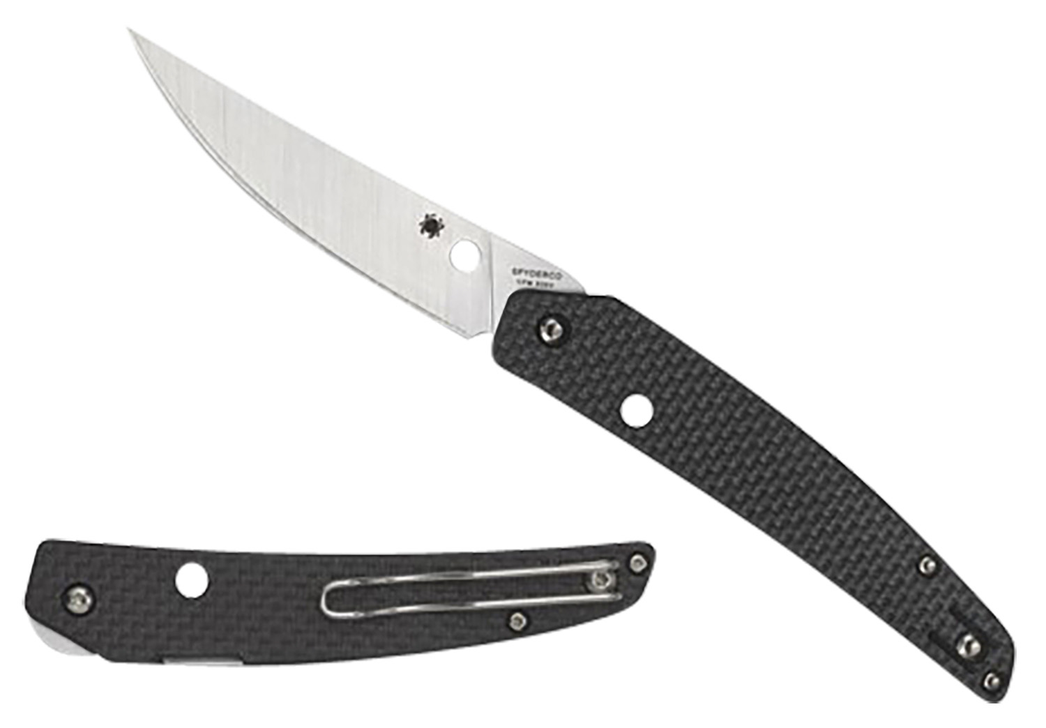 Spyderco C242CFP Ikuchi 3.26" Folding Plain CPM S30V SS Blade/Black Textured Carbon Fiber/G10 Handle Includes Pocket Clip