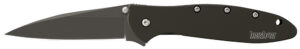 Kershaw 1660CKT Leek  3" Folding Modified Drop Point Plain Black DLC 14C28N Steel Blade Black DLC 410 Stainless Steel Handle Includes Pocket Clip