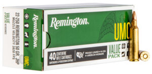 Remington Ammunition 23783 UMC Value Pack 22-250Rem 50gr Jacketed Hollow Point 40 Per Box/10 Case