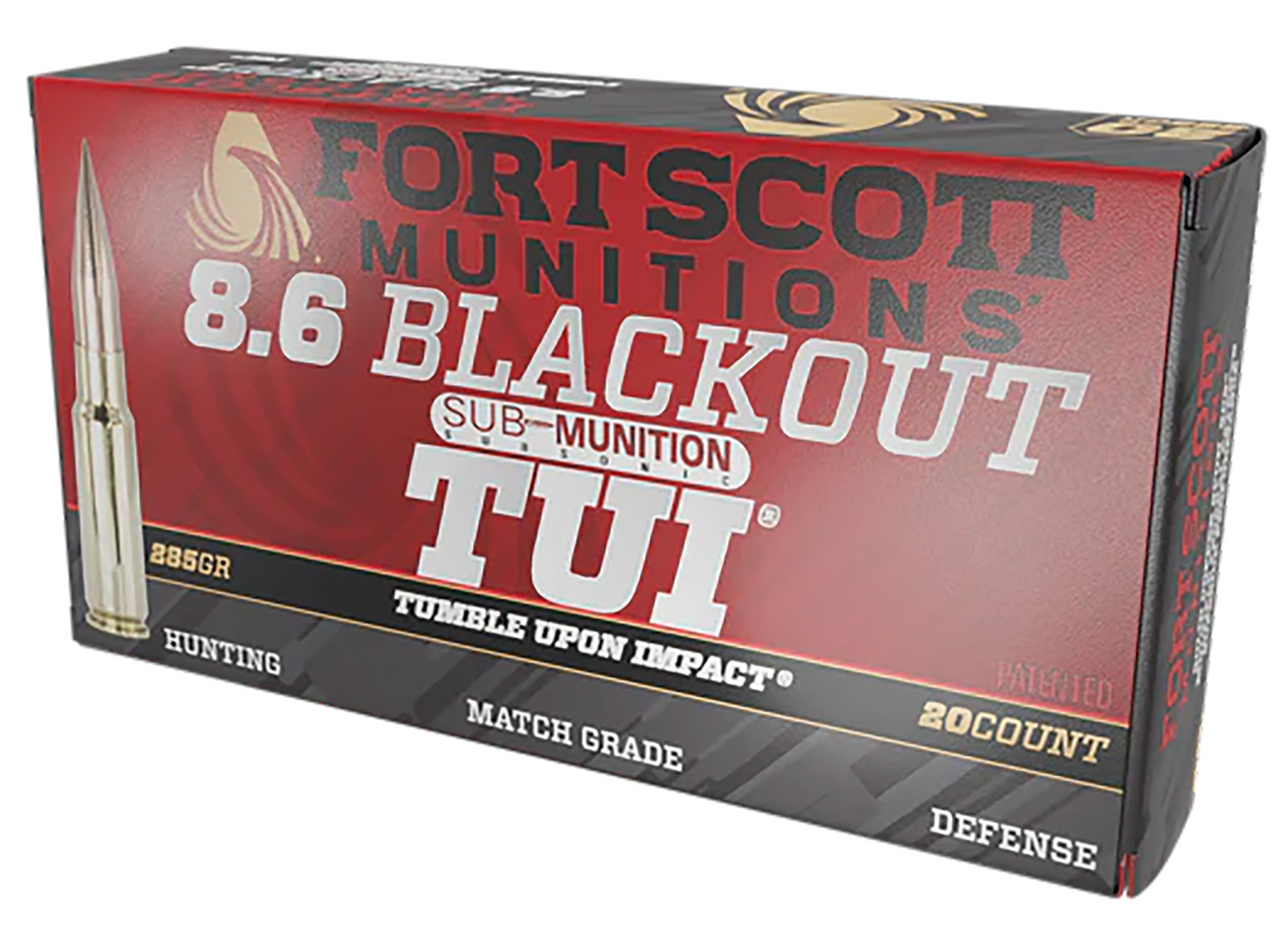 Fort Scott Munitions 86BLK285SCV2SS Tumble Upon Impact (TUI) 8.6Blackout 285gr Solid Copper Spun 20 Per Box/10 Case