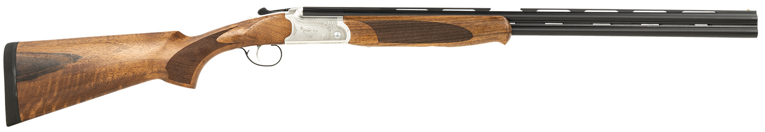 ATI ATIGKOF28SVE Cavalry 28 Gauge Break Open 2.75" 2rd, 26" Matte Blued Over/Under Vent Rib Barrel, Silver Engraved Aluminum Receiver, Fixed Oiled Turkish Walnut Walnut Stock
