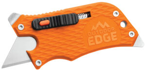 Outdoor Edge SWB10C SlideWinder 3.50" Long, Plain Utility Blade, Orange GNR/SS Handle, Screwdriver, Bottle Opener