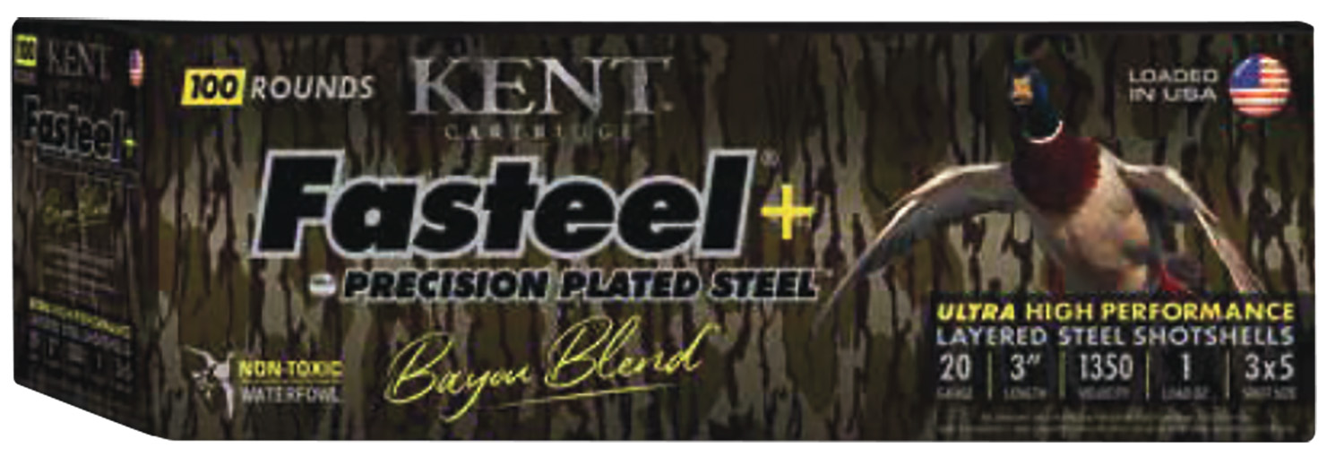 Kent Cartridge CC203FSP283X5 Fasteel + Precision Steel Sports South Exclusive 20 Gauge 3" 1 oz 3x5 Shot 100 Per Box/2 Cs