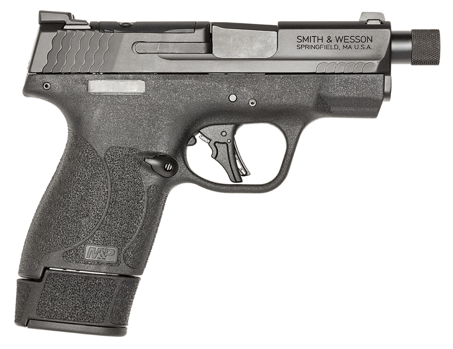 Smith & Wesson 14095 M&P9 Shield Plus Micro-Compact Frame 9mm 10+1 15+1 13+1 3.70" Black Armornite Stainless Steel Slide Black Polymer Frame Textured Grip
