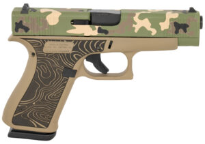 Glock PA4850204-EXPHUNT G48 Gen5 Slim Compact Frame 9mm Luger 10+1 4.17" Black GMB Barrel, Camo Cerakote Steel Serrated Slide, Coyote Tan Cerakote Polymer Frame w/Beavertail