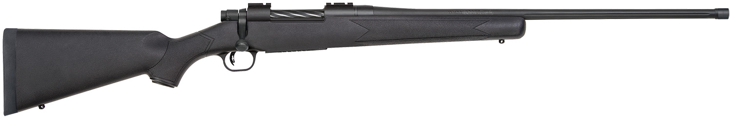 Mossberg 28248 Patriot Full Size 7mm PRC 3+1 24" Matte Blued Fluted Threaded Barrel, Drilled & Tapped Matte Blued Stainless Steel Receiver, Black Fixed Synthetic Stock