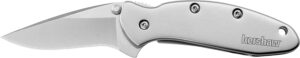 Kershaw 1600 Chive  EDC 1.90" Folding Drop Point Plain Bead Blasted 420HC SS Blade, Bead Blasted Stainless Steel Handle