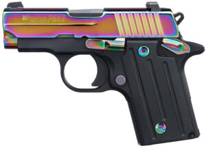 Sig Sauer 238380RBT2 P238  Micro-Compact Frame 380 ACP 6+1 2.70" Black Steel Barrel, High Polished Rainbow Titanium PVD Serrated Stainless Steel Slide, Black Anodized Alloy Steel Frame, Polymer Grip