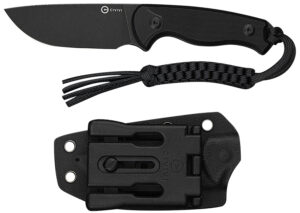 Civivi Knives C23094-1 Timberbark  3.20" Fixed Drop Point Plain Black Stonewashed 14C28N Steel Blade, 3.69" Black Textured G10 Handle