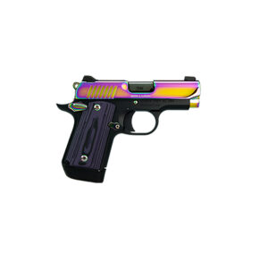 Kimber Mfg, Inc 3300240 Micro 9  9mm Luger 7+1 3.15" Black DLC Ramped Steel Barrel, Aurora Multi Color PVD Stainless Steel Serrated Slide, KimPro II Black Aluminum Frame, Black/Purple G10 Grip