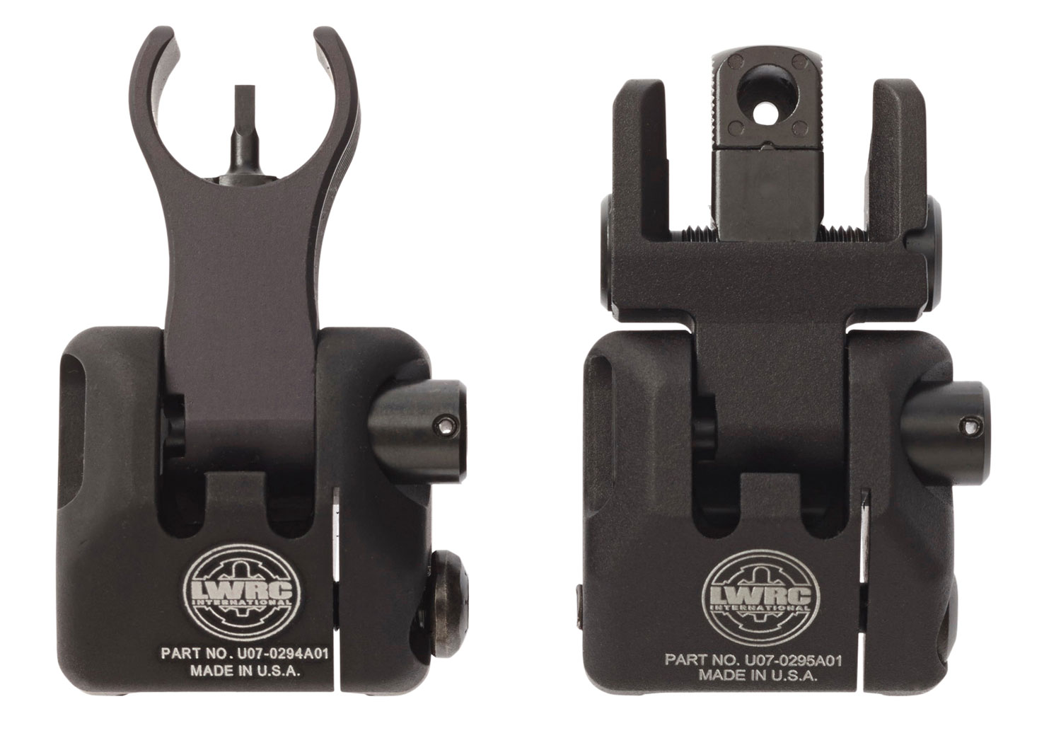 LWRC 2000065A01 Skirmish Back Up Iron Sights Set Black Folding for AR-15