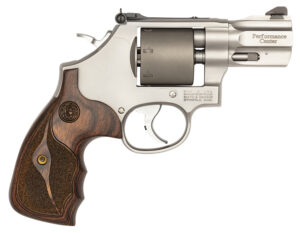 Smith & Wesson 10227 Performance Center Model 986 9mm Luger 7rd 2.50" Stainless Steel Barrel with Recessed Crown, Unfluted Cylinder, Stainless Steel Frame with Custom Wood Grip Includes Moon Clips