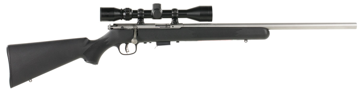 Savage Arms 95200 93 FVSS XP Full Size 22 WMR 5+1 21" Matte Stainless Heavy Barrel, Matte Drilled & Tapped Stainless Steel Receiver, Matte Black Fixed Synthetic Stock, 3-9x40mm Duplex, Right Hand