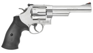 Smith & Wesson 163606 Model 629  44 Rem Mag or 44 S&W Spl Stainless Steel 6" Barrel & 6rd Cylinder, Satin Stainless Steel N-Frame,  Red Ramp Front/White Outline Rear Sights