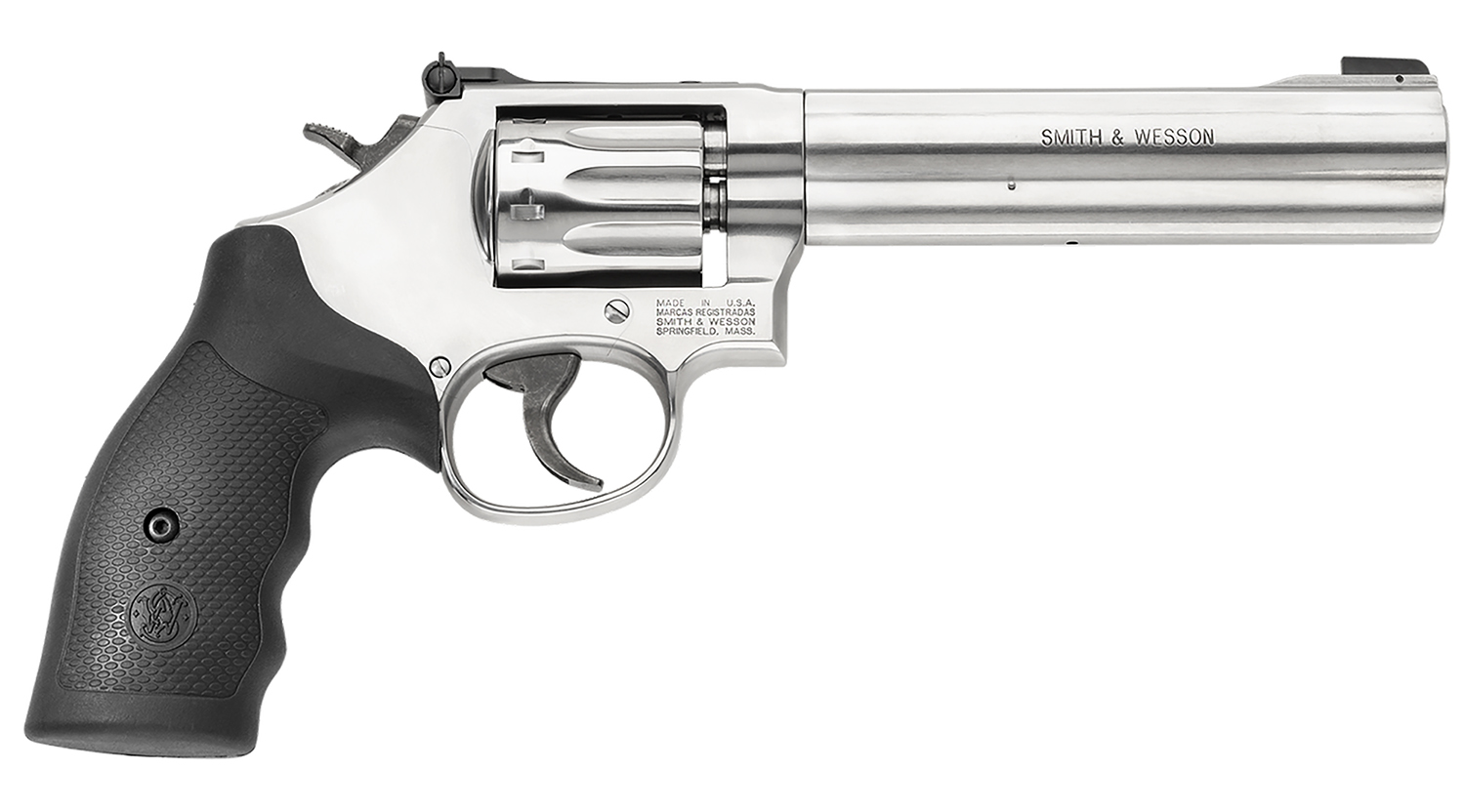 Smith & Wesson 160578 Model 617 *CA Compliant 22 LR Stainless Steel 6" Barrel & 10 Shot Cylinder, Satin Stainless Steel K-Frame, Black Polymer Grip,Internal Lock