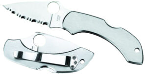 Spyderco C28P Dragonfly 2  2.31" Folding Clip Point Serrated VG-10 SS Blade Stainless Steel Handle Includes Pocket Clip
