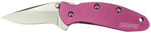 Kershaw 1600PINK Chive  1.90" Folding Drop Point Plain Bead Blasted 420HC SS Blade Pink Anodized Aluminum Handle Includes Pocket Clip