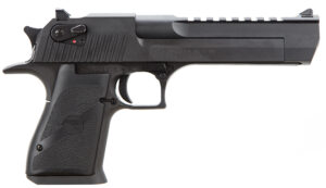Magnum Research DE44 Desert Eagle Mark XIX 44 Rem Mag Caliber with 6" Picatinny Rail Barrel, 8+1 Capacity, Overall Black Finish Carbon Steel, Beavertail Frame, Serrated Slide & Rubber Grip