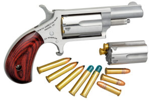 North American Arms 22MC Mini-Revolver  22 LR/22 WMR 5 Shot 1.63" Stainless Steel Barrel, Frame & Cylinder, Rosewood Grip, Exposed Hammer