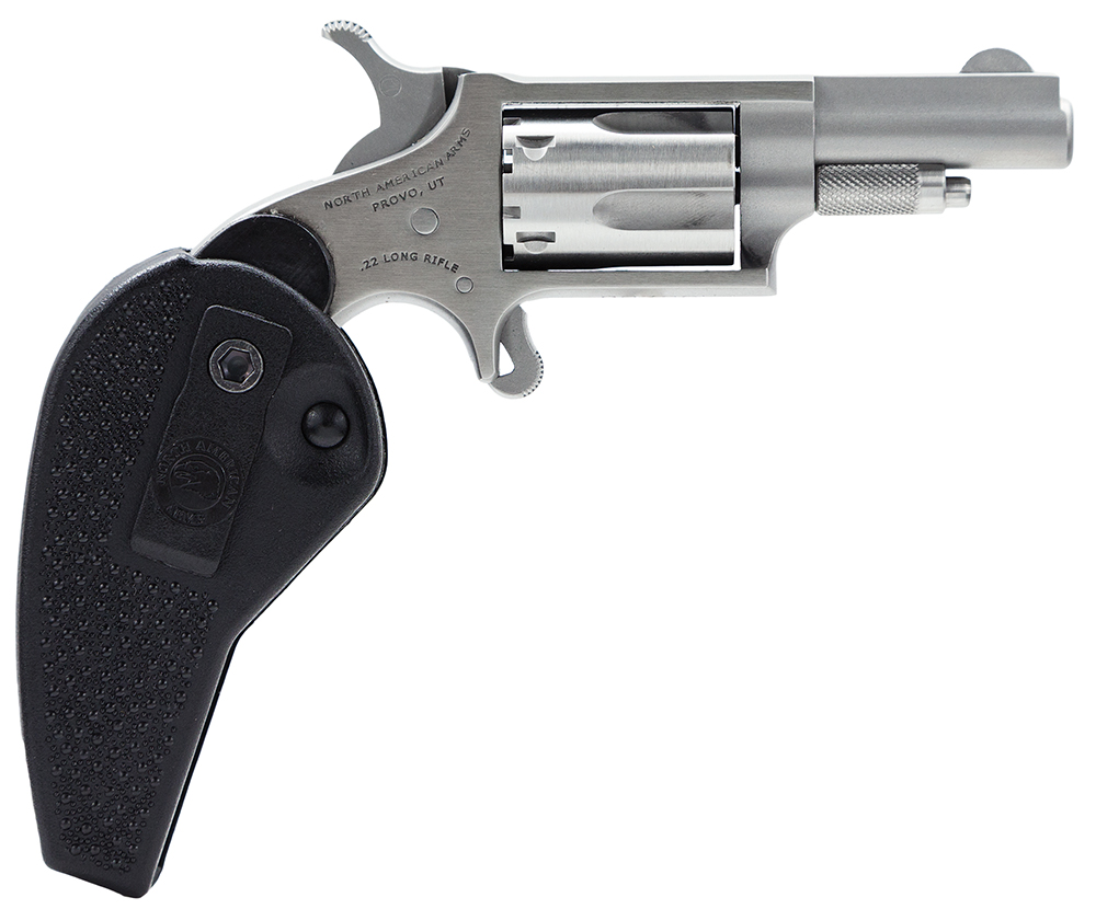 North American Arms 22LLRHG Mini-Revolver 22 LR 5 Shot 1.63" Barrel, Overall Stainless Steel Finish, Black Synthetic Holster Grip