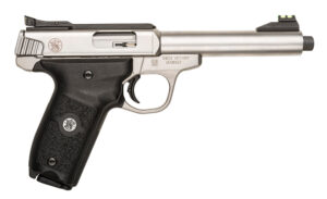 Smith & Wesson 10201 SW22 Victory Full Size Frame 22 LR 10+1, 5.50" Satin Stainless Steel Threaded Barrel, Slide & Frame, Black Textured Grip, Thumb Safety