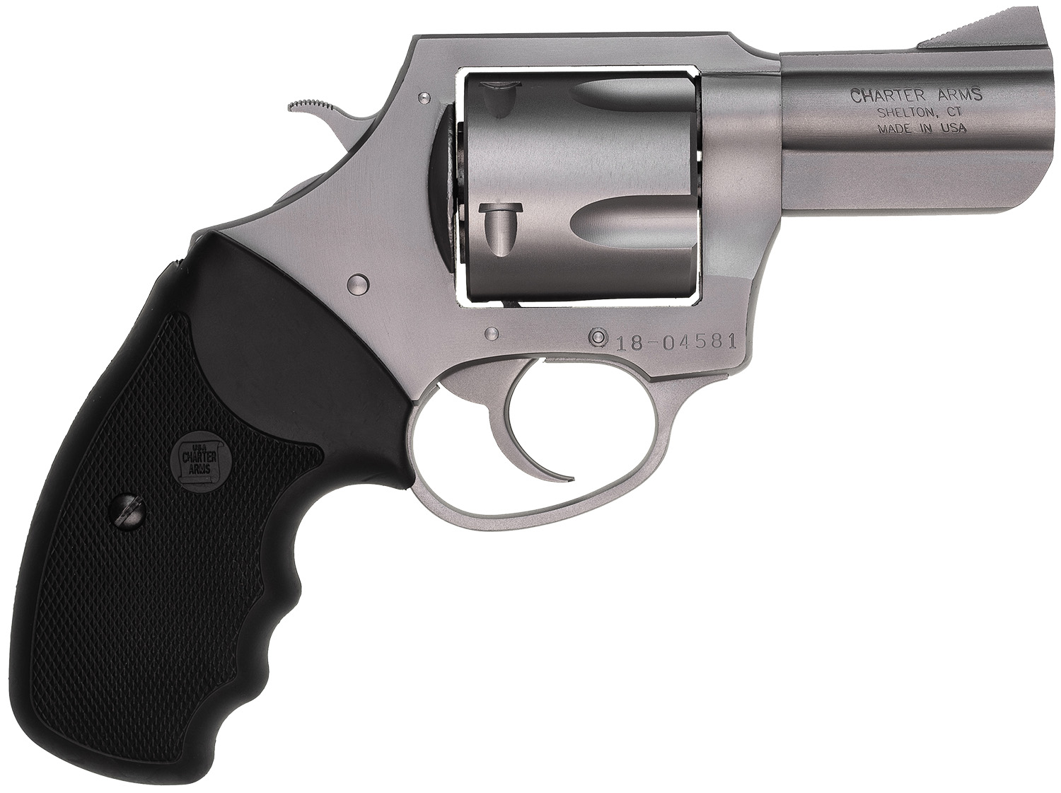 Charter Arms 74530 Bulldog Extra Large 45 Colt (LC), 5 Shot 2.50" Matte Stainless Steel Barrel, Cylinder & Frame w/Black Finger Grooved Rubber Grip